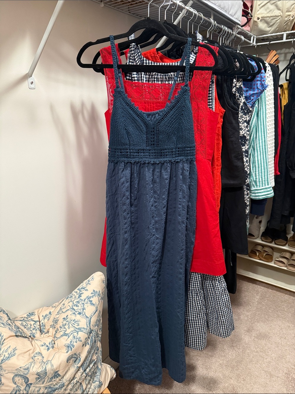 Old Navy Navy Blue Crochet-Top Maxi Dress 100% cotton!